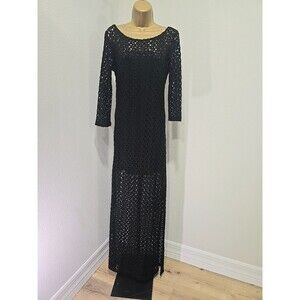 Mimi Chica Black Crochet Maxi Dress Womens M Witch Whimsygoth Sheer Fairy Grunge